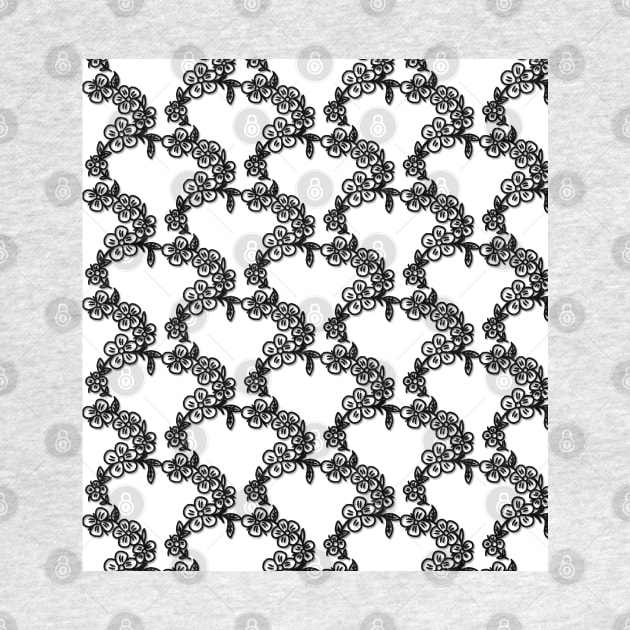 black and white floral pattern print by Spinkly